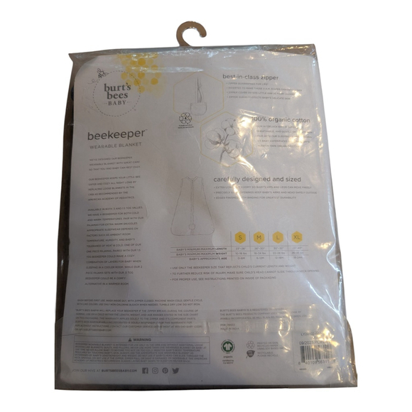 Burt's Bees Baby Beekeeper Wearable Blanket -Friendly Bears Organic Cotton 0-6 M - Picture 3 of 7